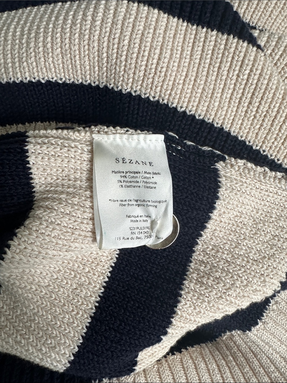 Sezane Gary Jumper Sweater Natural/Navy - Size Small - Picture 7 of 7